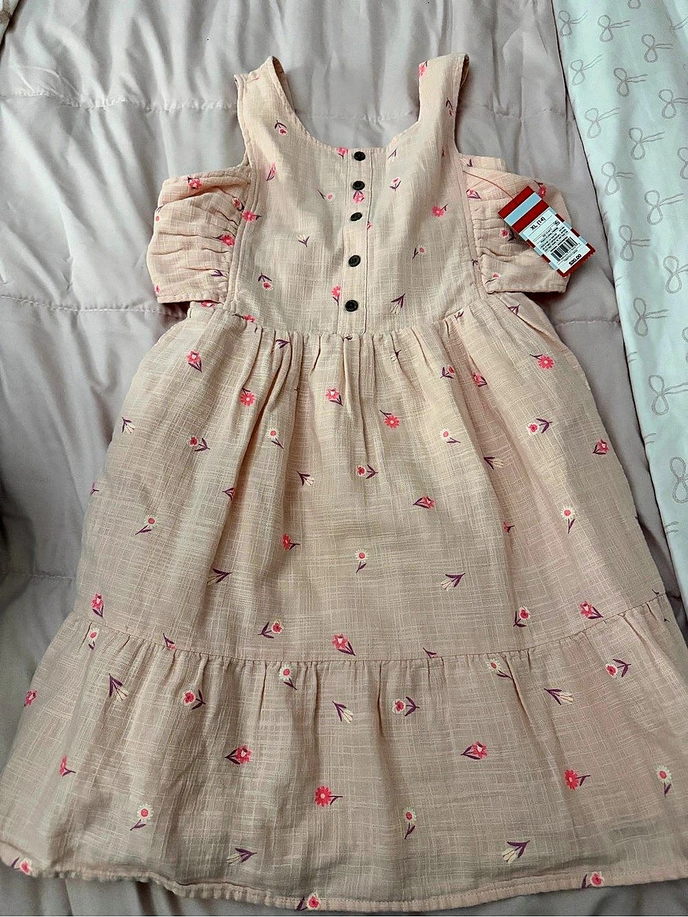 Tea Collection Floral Tiered Dress in Pink